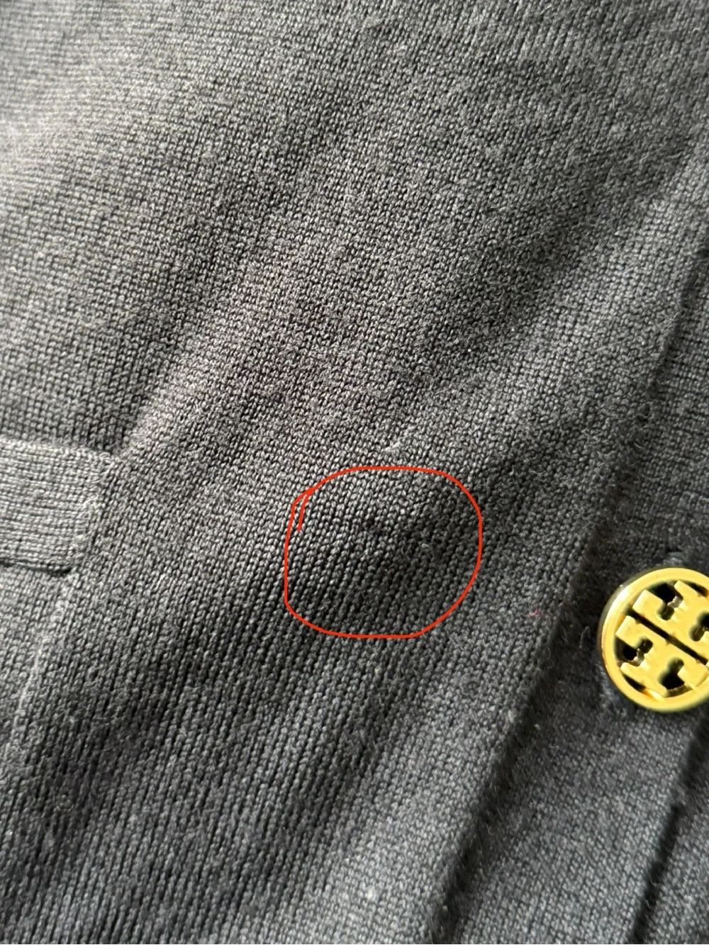 Tory Burch Navy 100% Merino Wool Cardigan S Gold Logo Buttons